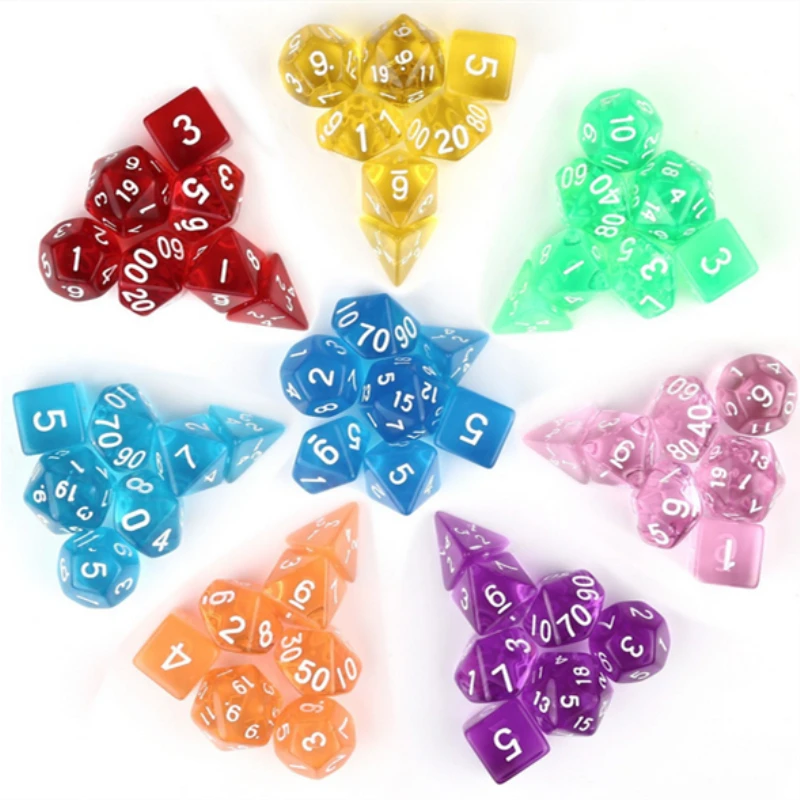 7 шт./лот набор игральных костей D4, D6, D8, D10, D10%, D12, D20 красочные аксессуары для настольных игр, DnD, RPG