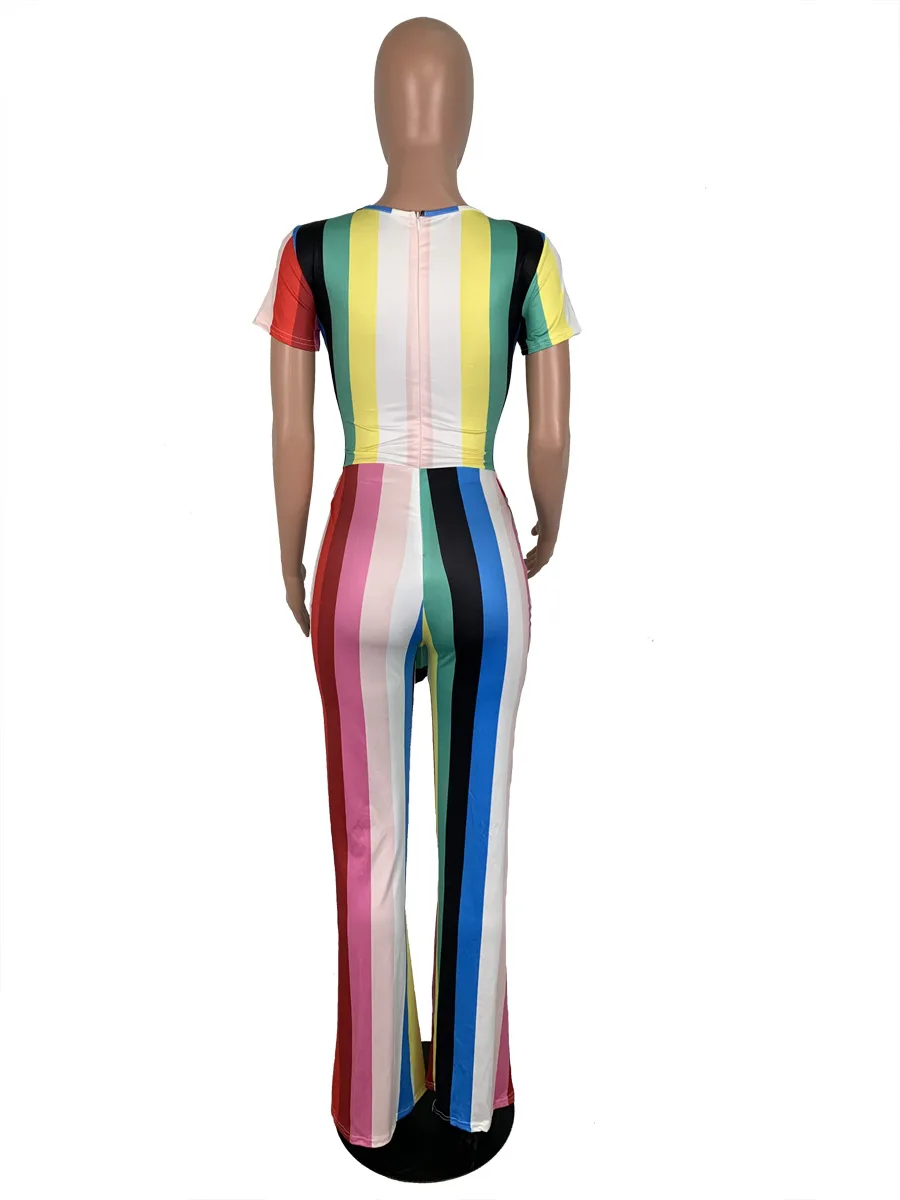 Adogirl комплект из двух предметов в радужную полоску с коротким рукавом женские