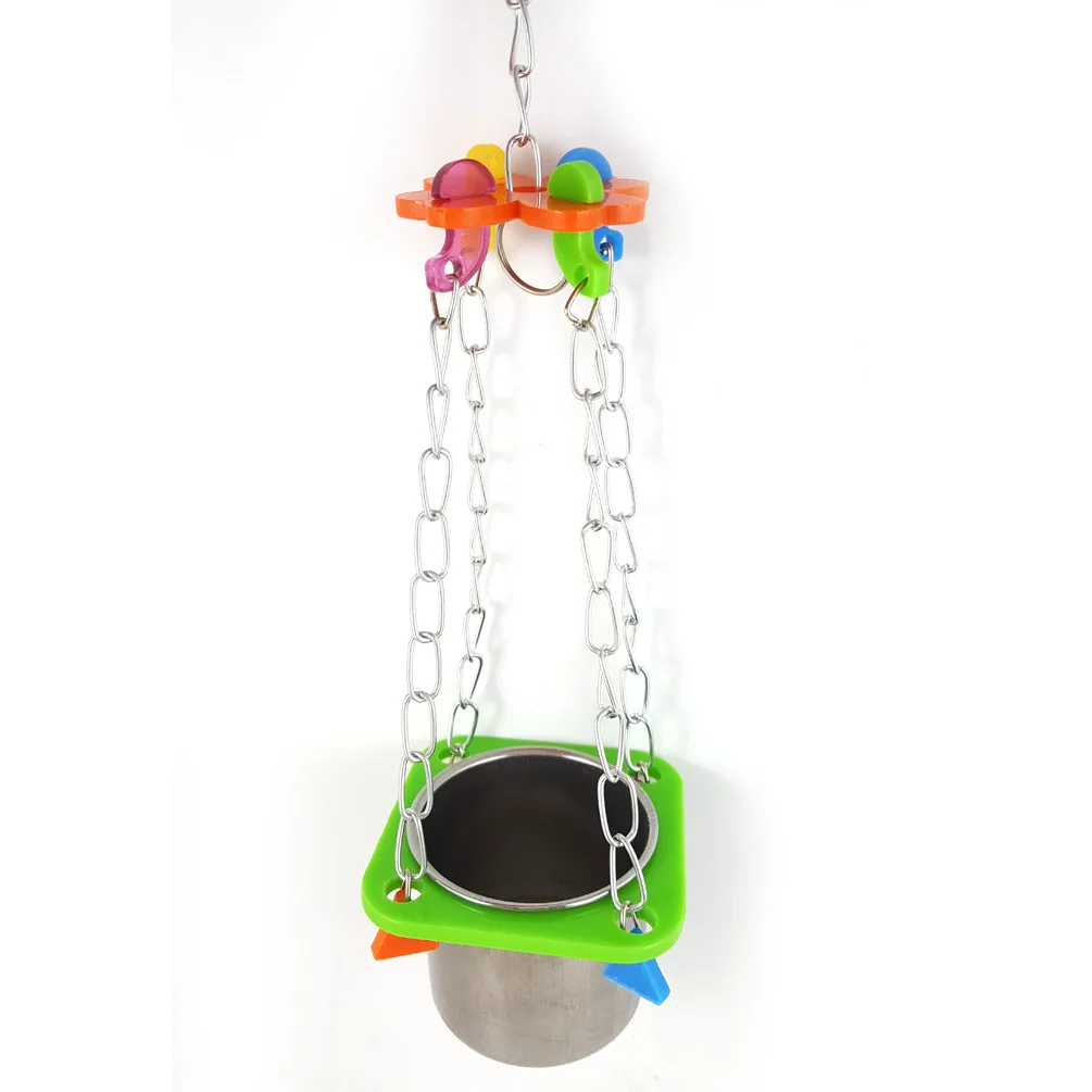 Swing Hanging Feed Bowel Food Water Colorful Acrylic Toy Cage Tool Pet Bird S | Дом и сад