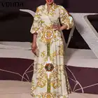 Праздничное женское платье VONDA 2021, повседневное винтажное Плиссированное Платье с принтом, сексуальное платье для вечевечерние, женский сарафан