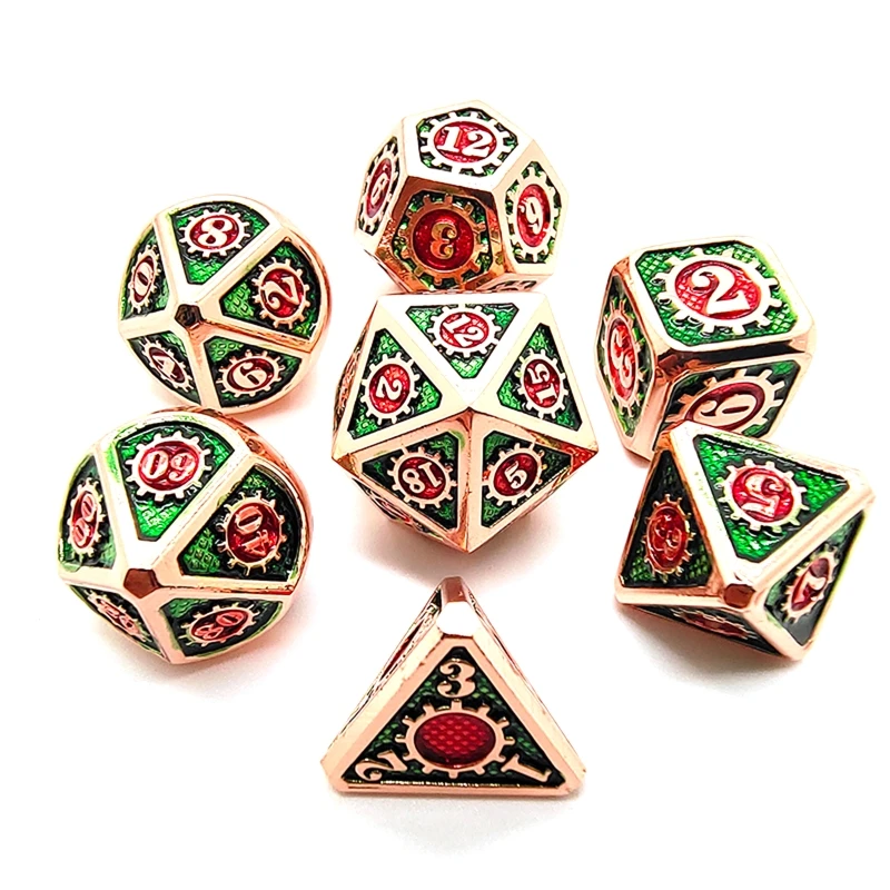 

Steampunk Style Metal Dice Set,7 PCS Metallic Role-playing DND Game D&D Dice with Free Metal Case for D&D Game Role Playing 77HC