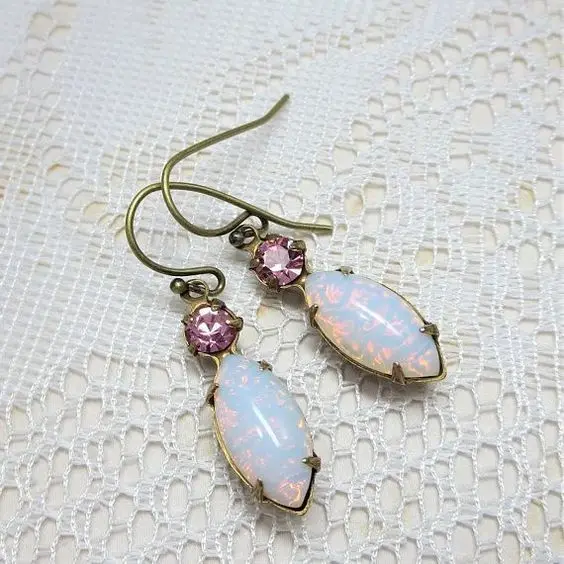 Earring M011 Большие круглые серьги с лунным камнем для женщин, эффектные свадебные украшения, новые модные Кристальные висячие серьги с подвеской Z5M043 - Окраска металла: Earring M011