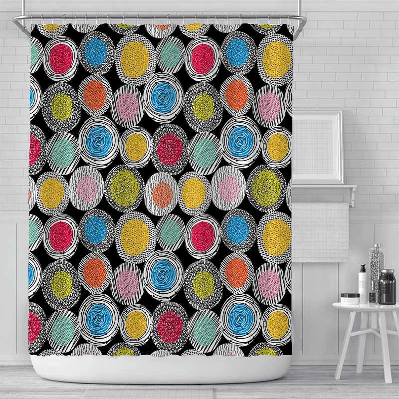 

Colored Dots Printing Shower Curtains Waterproof Bathroom Curtains with12 Hooks Shower Curtains 180x180cm Polyester material