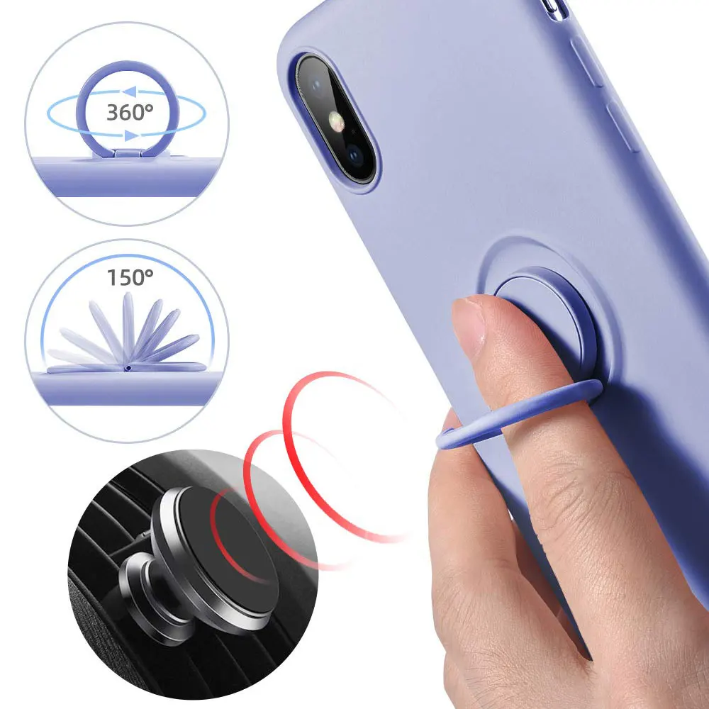 Для iPhone XR чехол силиконовый жидкий силиконовый чехол с кольцом-держателем противоударный чехол для телефона для iPhone X XS Max 8 Plus 7 6 6S 8 Plus 11 Pro 7plus подставка для пальцев аксессуары