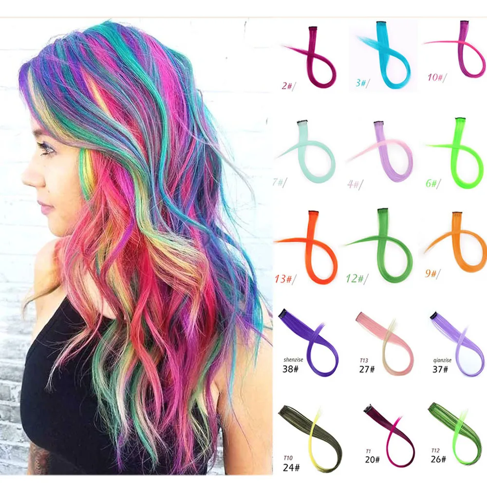 Длинные прямые цветные волосы розовые для наращивания на заколках яркие