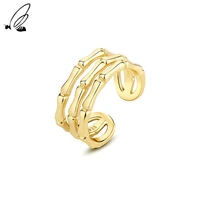 ssteel multilaye bamboo adjustable ring womens fashion all match gold open rings 925 sterling silver gift jewelry for women