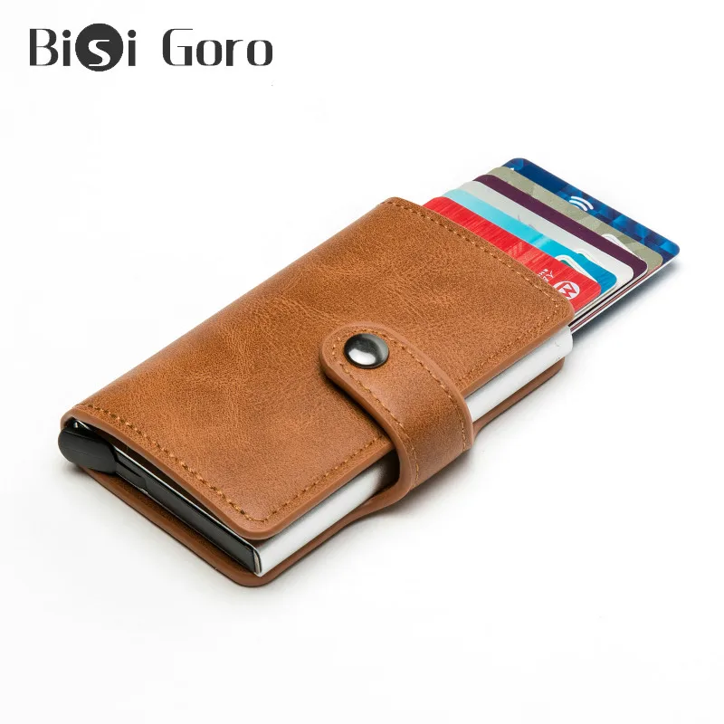 BISI GORO 2020 деловой мужской бумажник на кнопке RFID сумка для денег высокое качество