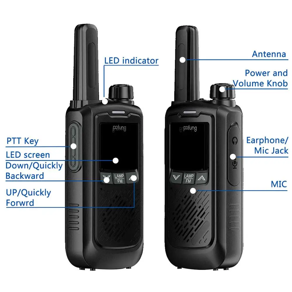 Baofeng Pofung T17 Mini Walkie Talkie PMR/FRS Portable 2pcs Two way Radio USB Charging Radio for Hunting Hotel BF-888S BF-C9