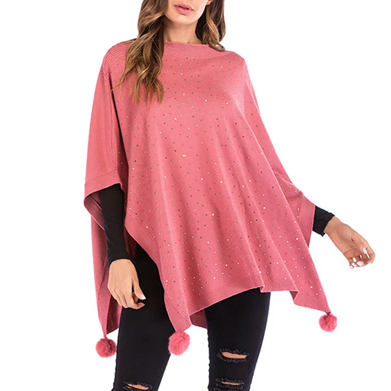 

Дропшиппинг, зимняя женская шаль с рукавом «Семь четвертей», шаль для волос, бриллиантовая вязаная летучая мышь, необычный модный свободный...