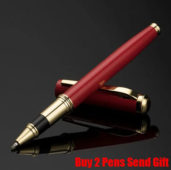 Red Roller Pen Классический дизайн, бренд Hero, Студенческая Красная деревянная перьевая ручка, деловой подарок, роскошная металлическая ручка, купить 2 ручки, отправить подарок - Цвет: Red Roller Pen