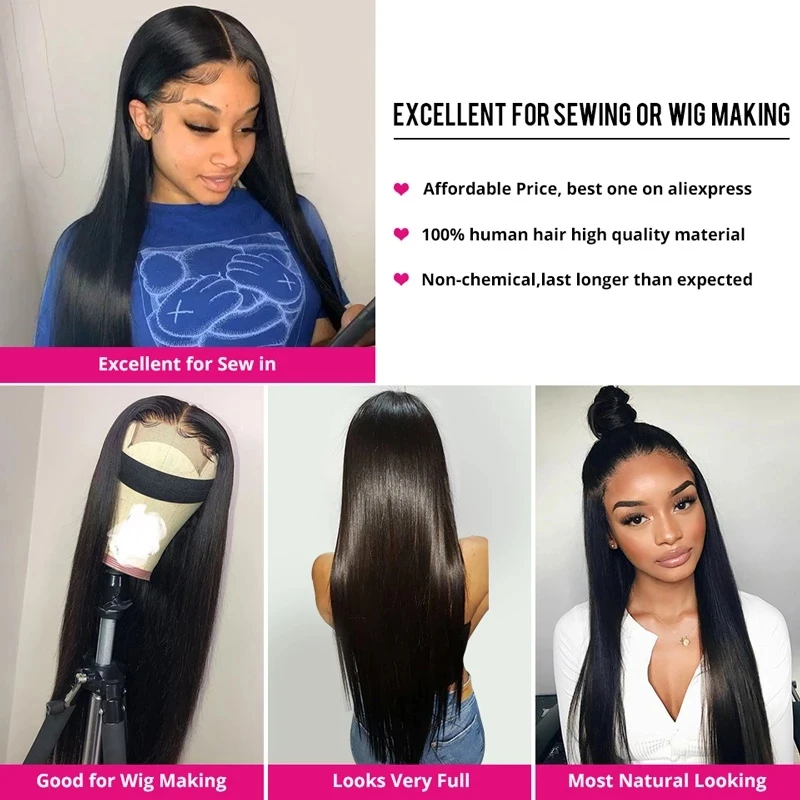 Straight Human Hair Bundles 3/4/6/10/20 Deal Peruvian Unprocessed Virgin Wholesale Price | Шиньоны и парики