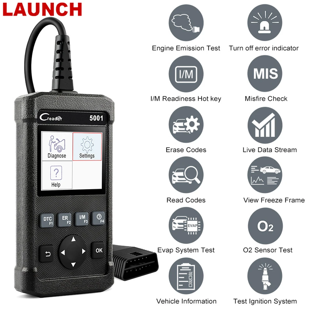Launch X431 CR5001 OBD2 автомобильный сканер двигателя авто код считыватель EVAP OBD 2