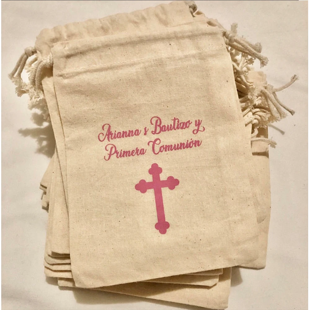 

50 Pcs/Personalised Baptism favor bag Christening dedication favor Custom birthday party Thank You Bag