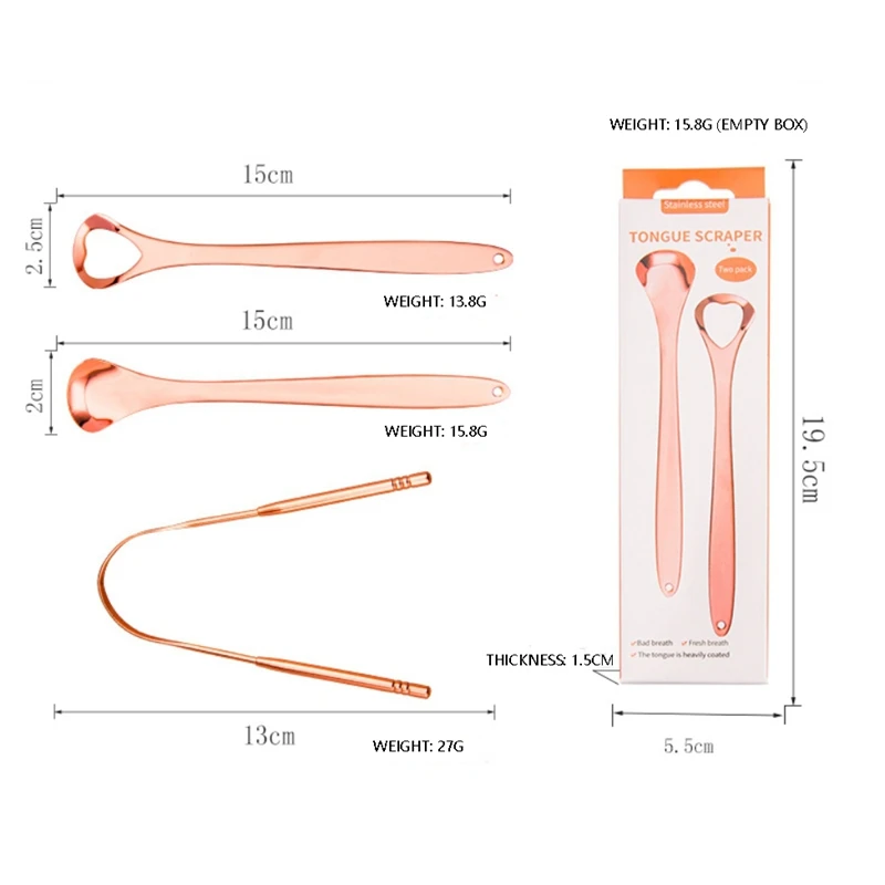 

3PCS Tongue Scraper Stainless Steel Tongue Cleaners Oral Hygiene Brushes Reusable Stainless Steel Tongue Tools