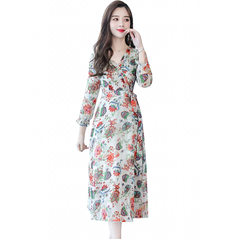 Платье женское шифоновое средней длины на весну/осень | Женская одежда