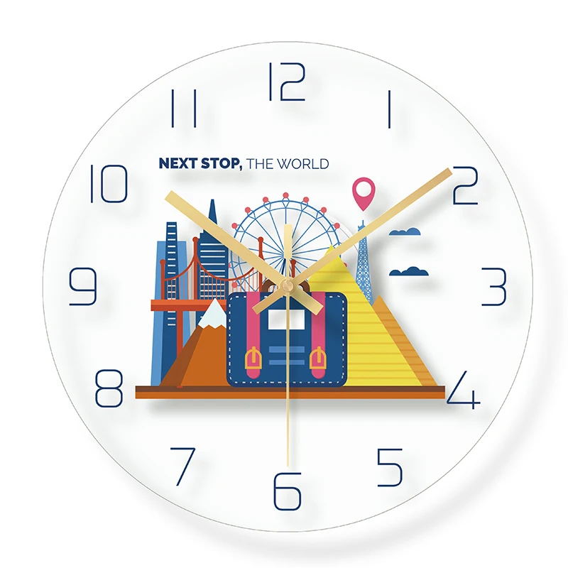 Милые скандинавские настенные часы с мультипликационным принтом бесшумные