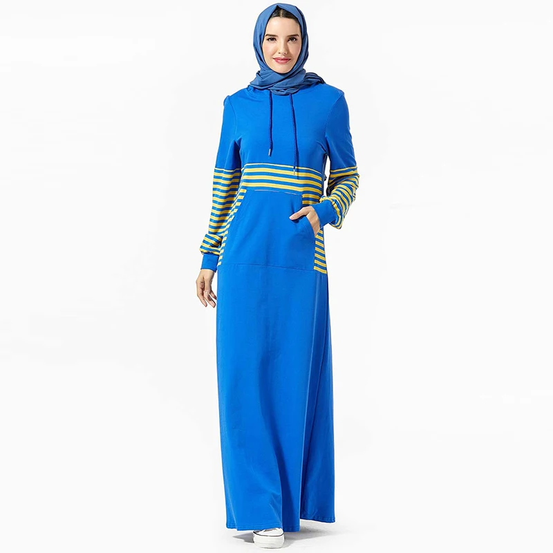 Новый Стильный исламский Турция Удобная Толстовка полосатый карман