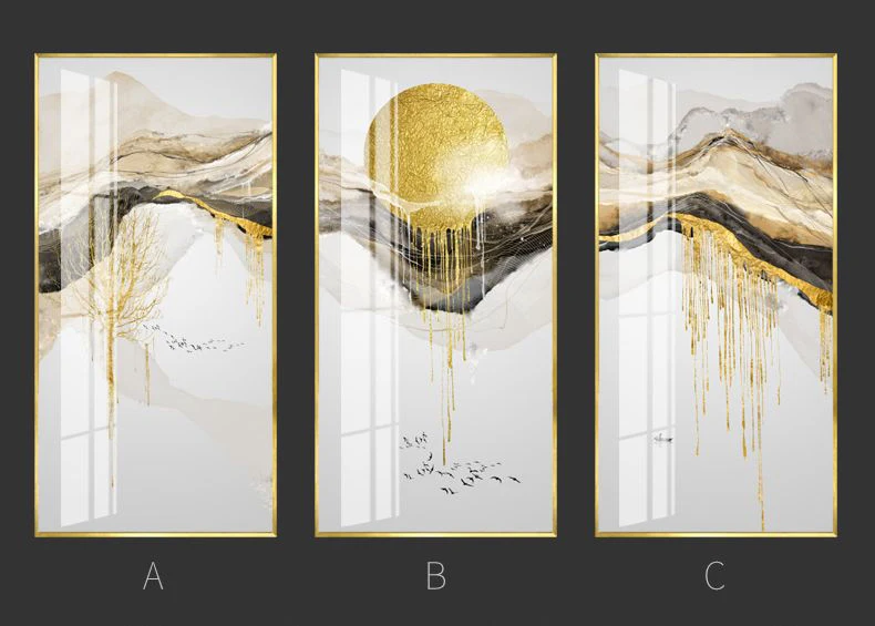 Креативный пейзаж в китайском стиле золотое дерево солнце Современная