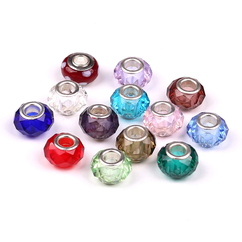 100 шт./лот оптовая продажа большое отверстие разделитель бисера 8*14 мм Хрустальное