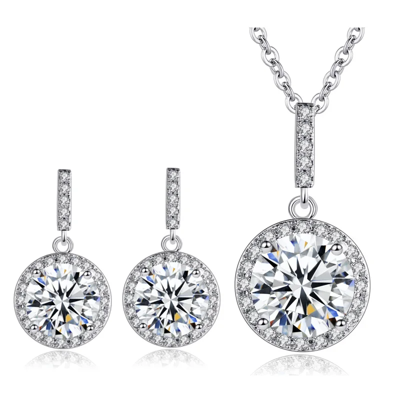 

New Design Luxury AAA Zircon Olive Branch Earrings and Pendant Jewelry Sets For Fashion Women Wedding Jewelry