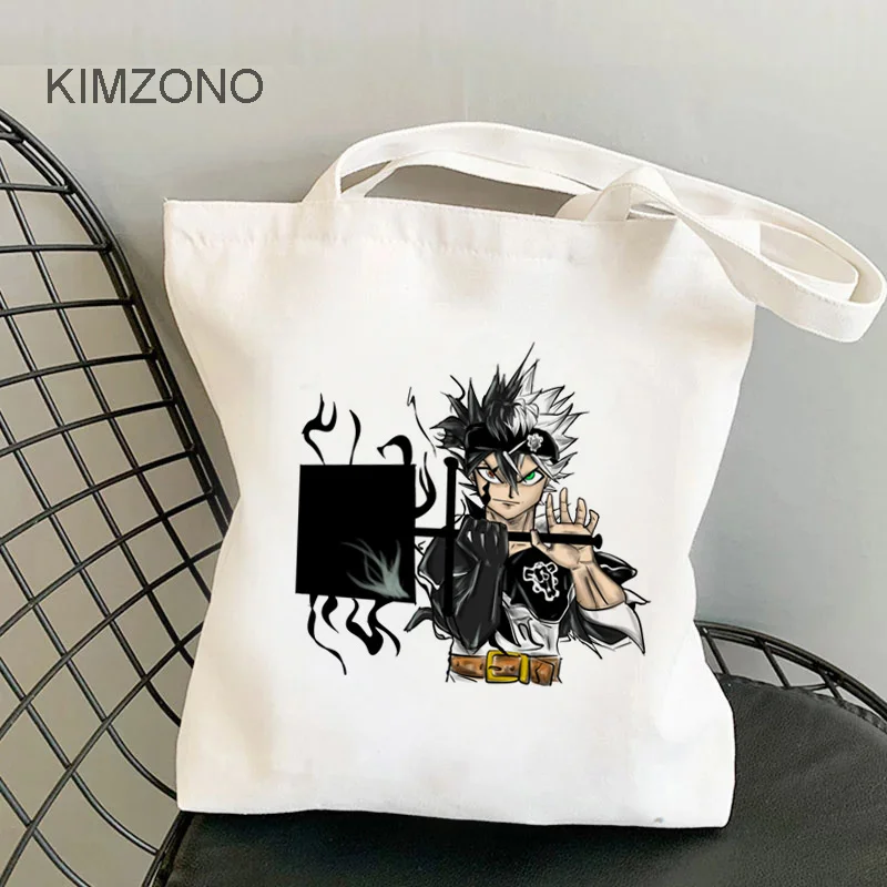 

Black Clover shopping bag recycle bag eco handbag jute bag bolsas de tela bolsa bag fabric net woven grab