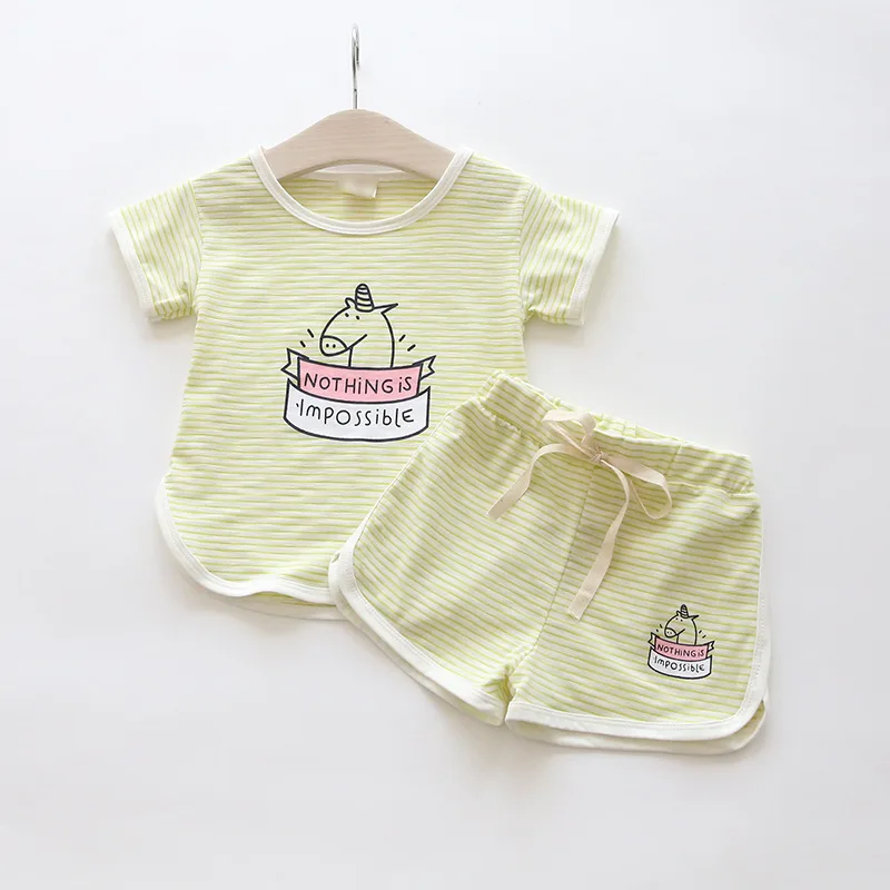 Летняя детская одежда 2021 модная в полоску хлопковый спортивный костюм для