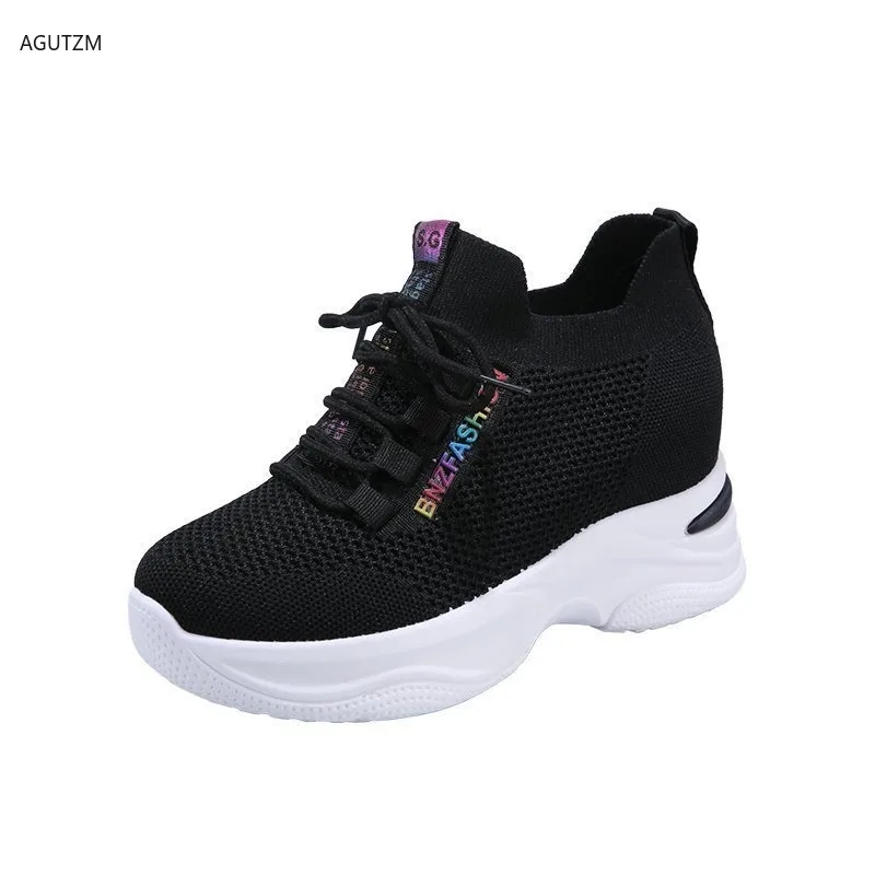 

2021Spring Women Chunky Sneakers Breathable Mesh Casual Shoes 10cm Wedge Heels Platform Shoes Chaussures Femme Sports Dad Shoes