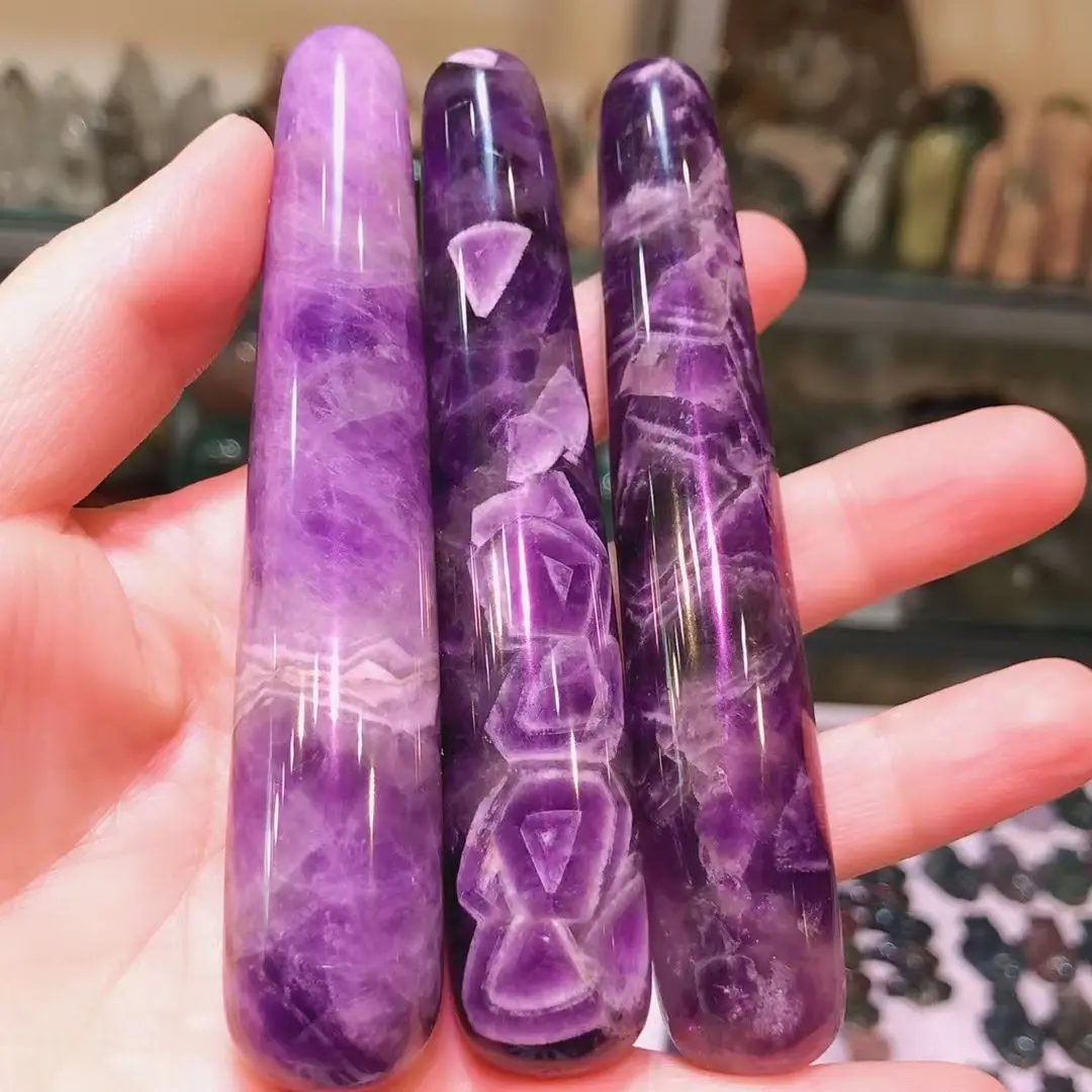 

1pcs Dream Amethyst Massage Wand Carved Crystal Quartz Yoni Wands Acupuncture Massage Stick healing chakra Gifts