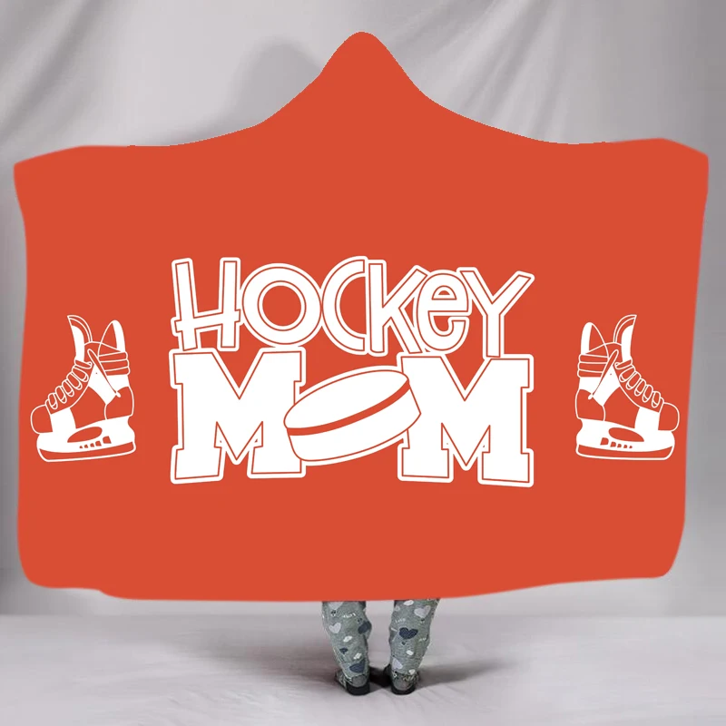 Одеяло с капюшоном для коньков шерпа флисовое морское синее пригодное носки