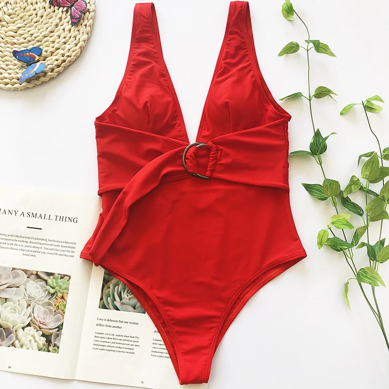 Цельный купальный костюм для женщин с ремнем пуш ап бандажный женский пляжная