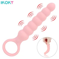 pull ring anal beads vibrator prostate stimulator anal plug massager sex toy for women men butt plug silicone 10 frequency