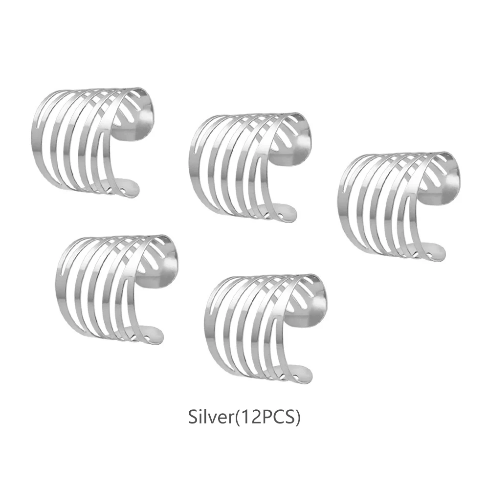 

12pcs Wedding Napkin Rings Table Decoration Hollow Out Family Gatherings Everyday Use Napkin Buckle Holder