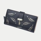 Длинный кошелек из искусственной кожи с несколькими отделениями для женщин, Дамский бумажник, ажурный клатч с листьями, кредитница