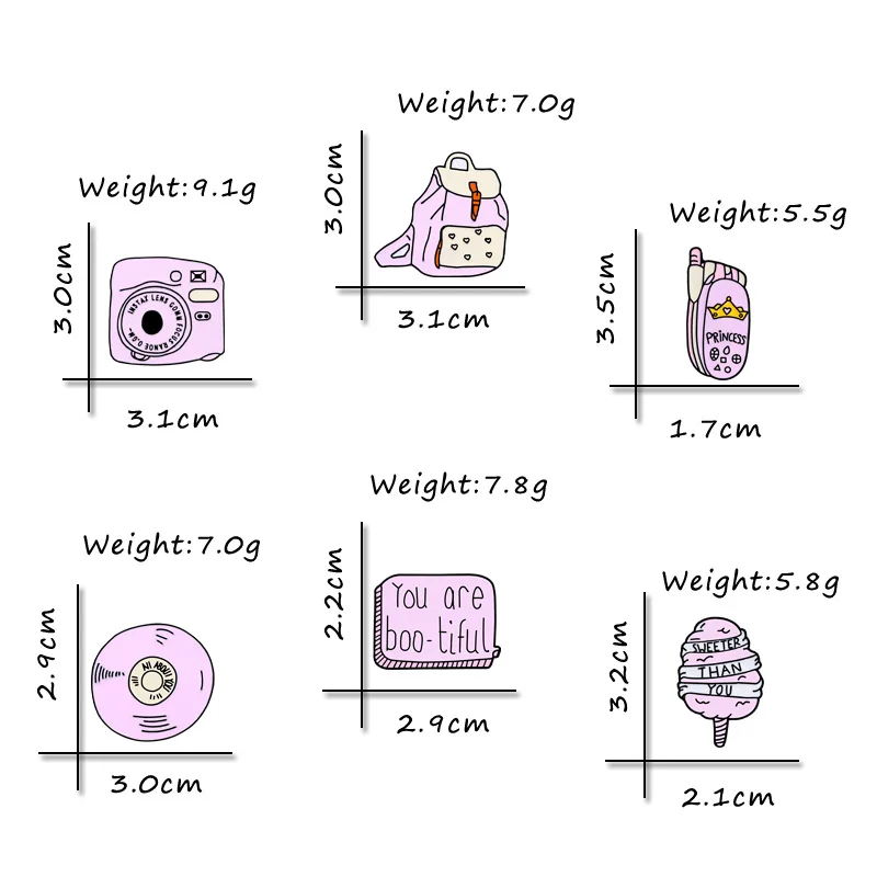 Мультфильм Розовая коллекция эмалированные булавки броши рюкзак камера