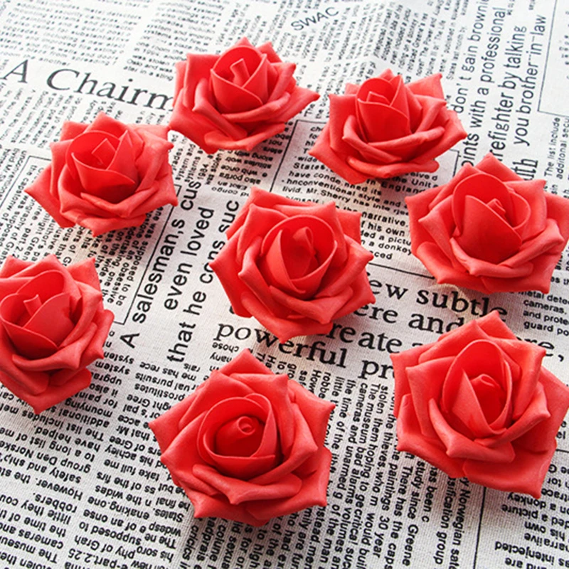 

6CM PE Foam Rose Artificial Flower Bouquet Wedding Flower Decoration Scrapbooking DIY Wreath Cheap Fake Rose Flowers