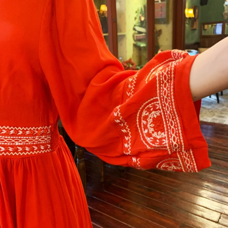 Тайское свободное платье в национальном стиле с вышивкой ретро богемное