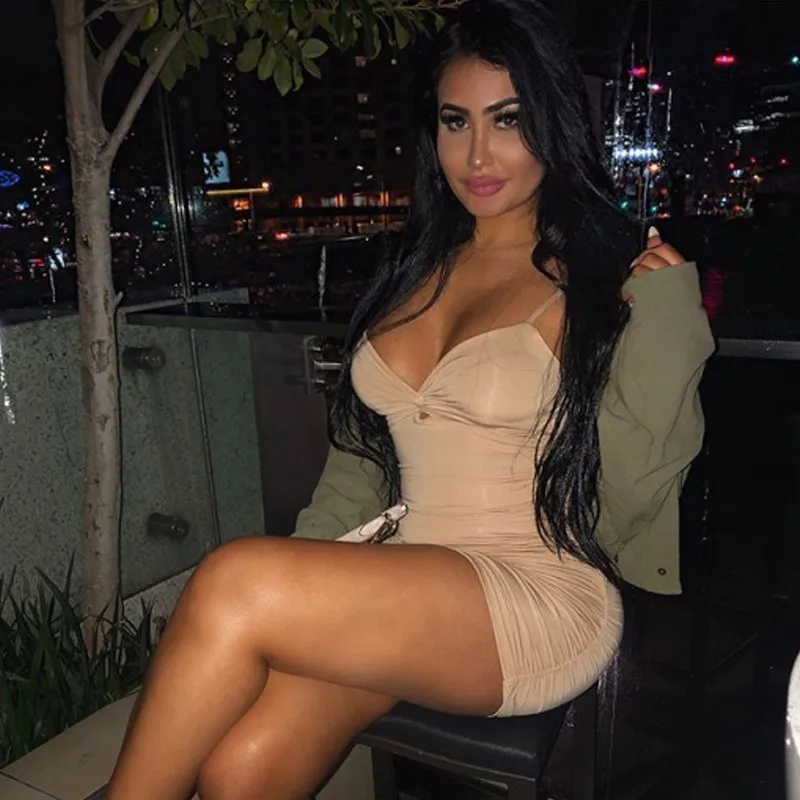 Сексуальное облегающее Бандажное платье с вырезами женское летнее Мини на