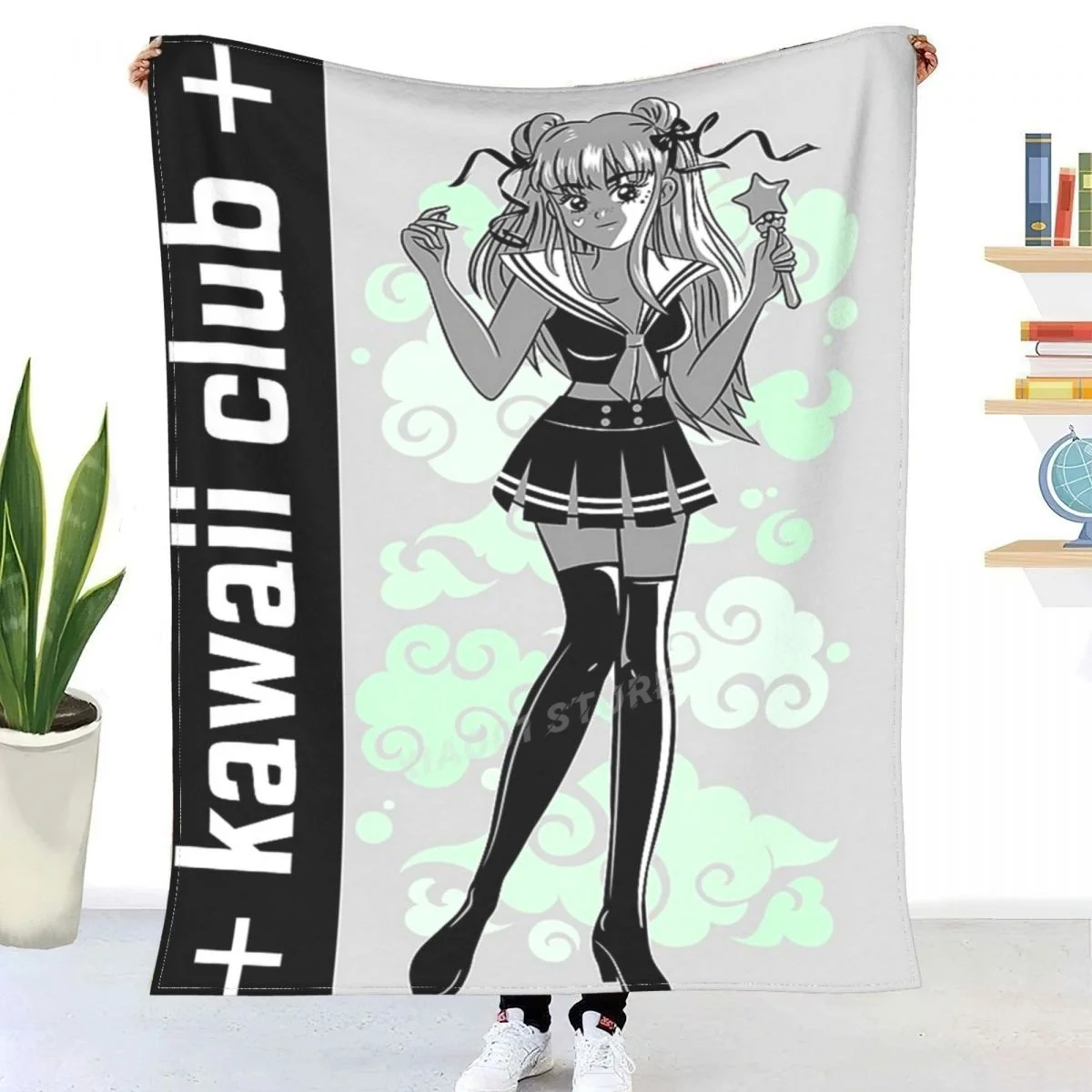 

Anime Kawaii Comics Girl Throw Blanket Sherpa Blanket Bedding soft Blankets