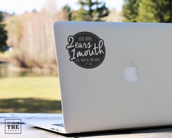 

Наклейка для ноутбука с двумя ушками и одним ртом, наклейка для ноутбука, автомобильная наклейка, наклейка