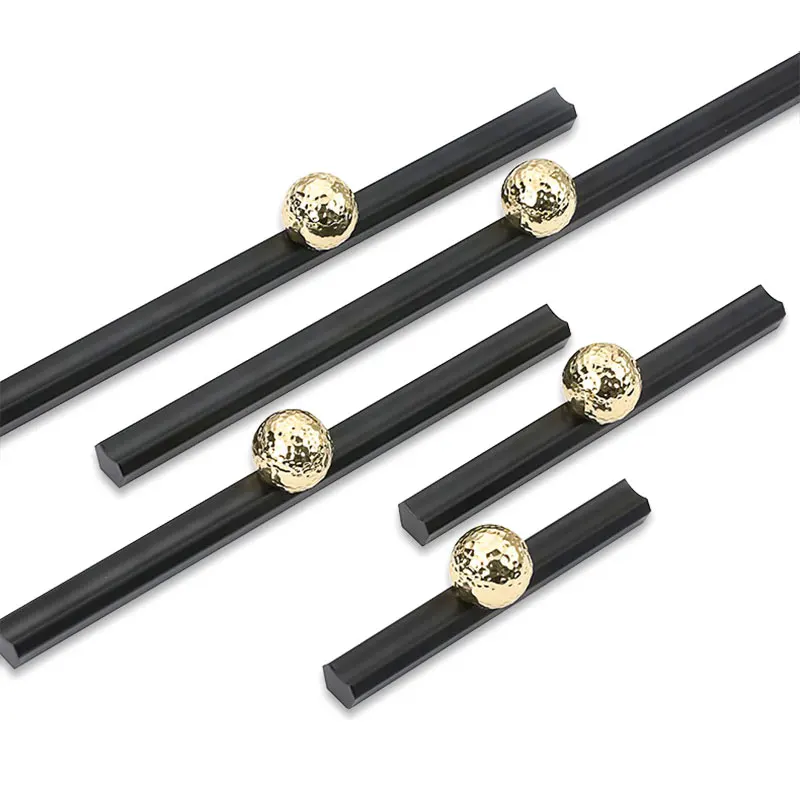 

High Grade Furniture Handle Modern Simple Drawer Pulls Black Golden Zinc Alloy Household Hardware Wardrobe Door Knobs
