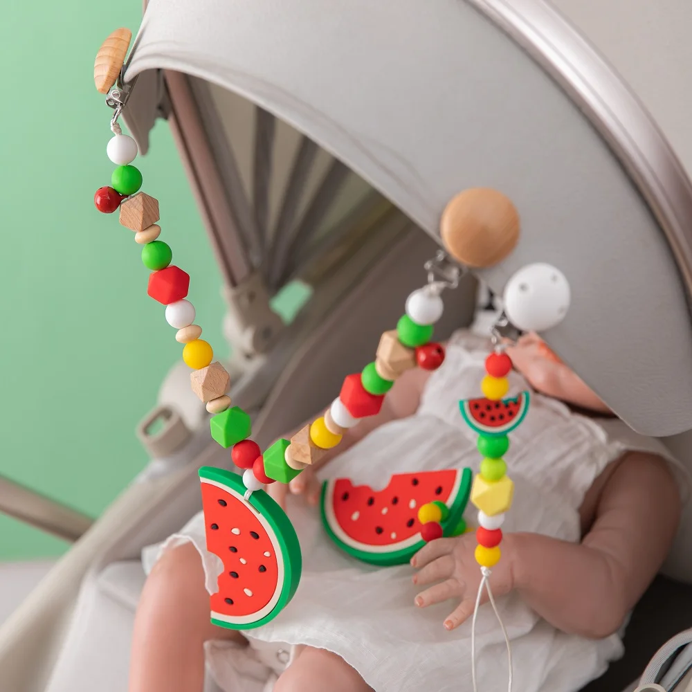 

Silicone Teether Baby Mobile Pram Pacifier Clips Safety Teething Baby Carrier Chain Silicone Beads Toys Not Necklace BPA Free