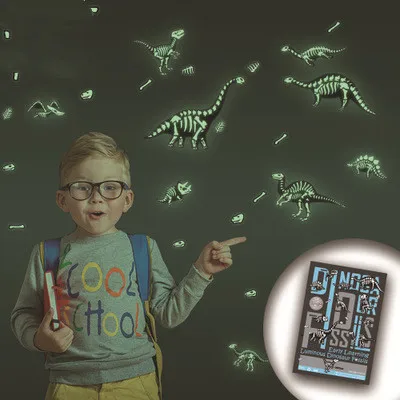 Светящиеся в темноте наклейки на стены украшенные самоклеящимися картинками из