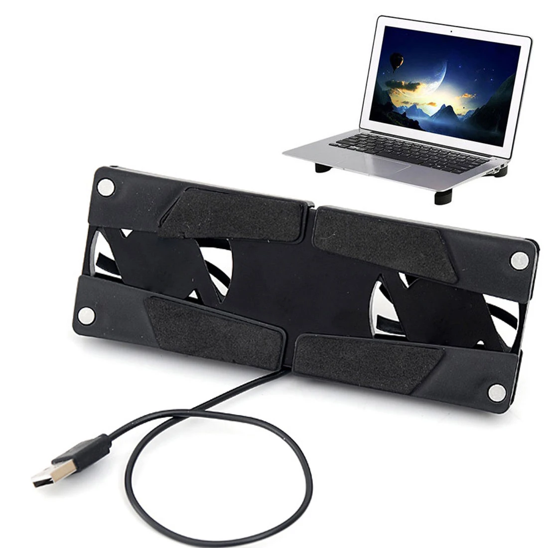 

High Quality Newest Computer Stand Laptop Desk Support Dual Cooling Foldable USB Laptop Cooler Pad antislip plug