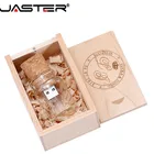 Деревянная коробка JASTER + бутылка желаний, флеш-диск USB 2,0 8 ГБ 16 ГБ 32 ГБ 64 ГБ, стеклянная карта памяти, Дрифтинг-бутылка, U-диск, подарок на свадьбу