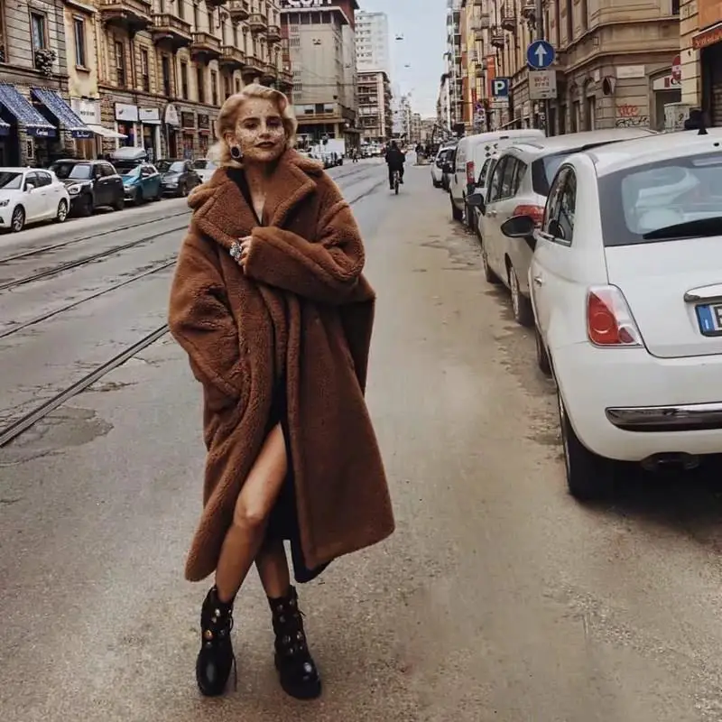 Свободное зимнее женское пальто из искусственного меха 2019 повседневное большого