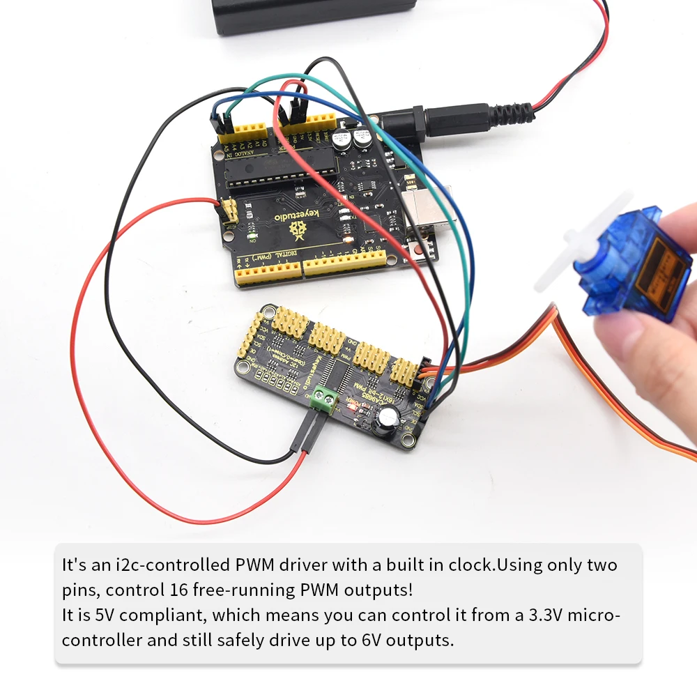 Keyestudio 16 канальный сервопривод доска with12 BIT PWM 12C интерфейс PCA9685 для Arduino / Raspberry Pi|2016