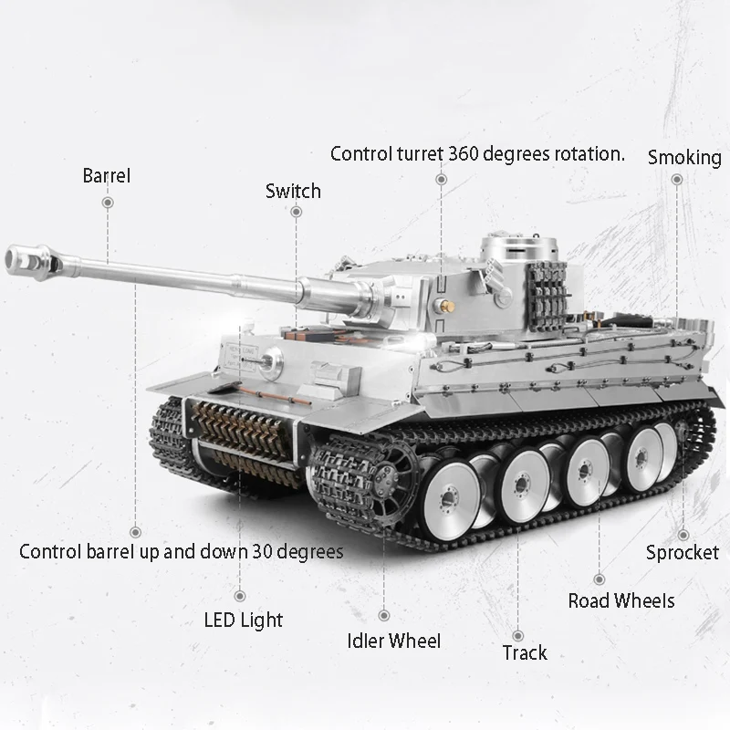 Henglong 1/16 Модернизированный металлический немецкий танк Tiger I RTR rc 3818 Pro модель