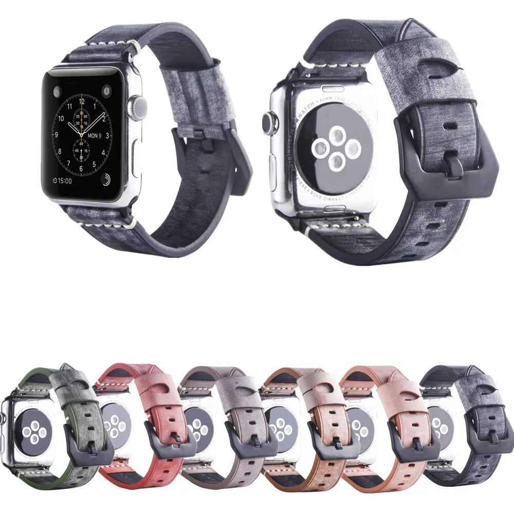Матовые кожаные ремешки для Apple Watch 38 42 мм ремешок Пряжка винтажные Ремешки