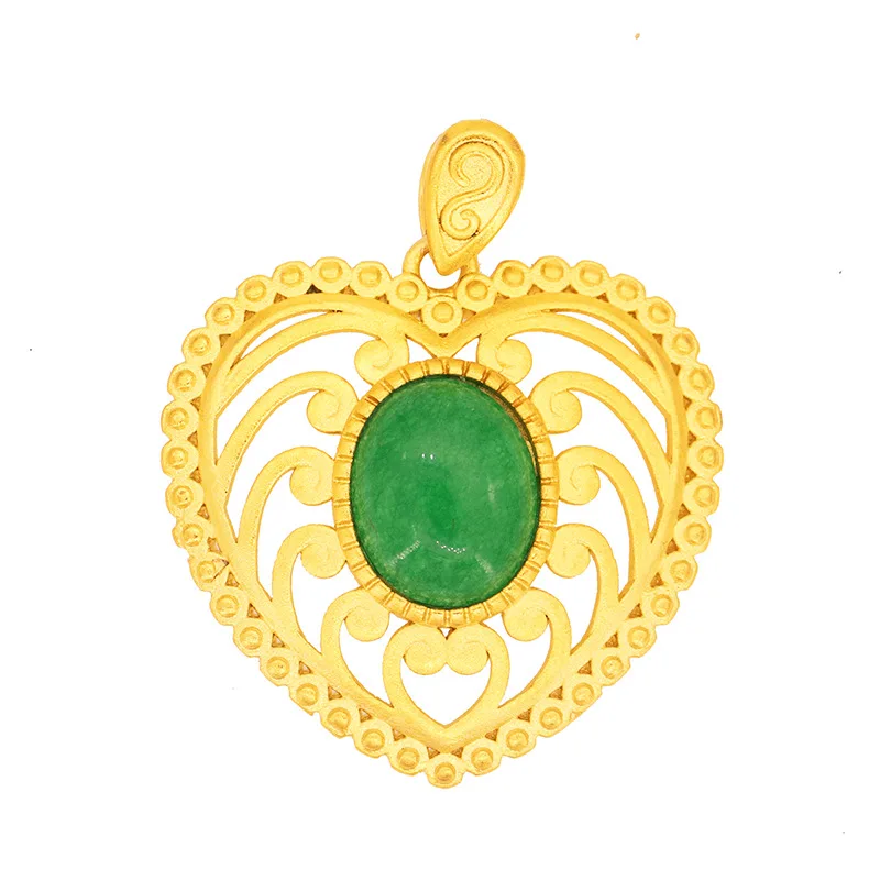 

Natural Chinese Jade Green Hand Carved Love Pendant Fashion Boutique Jewelry Men and Women Necklace Popular Gift