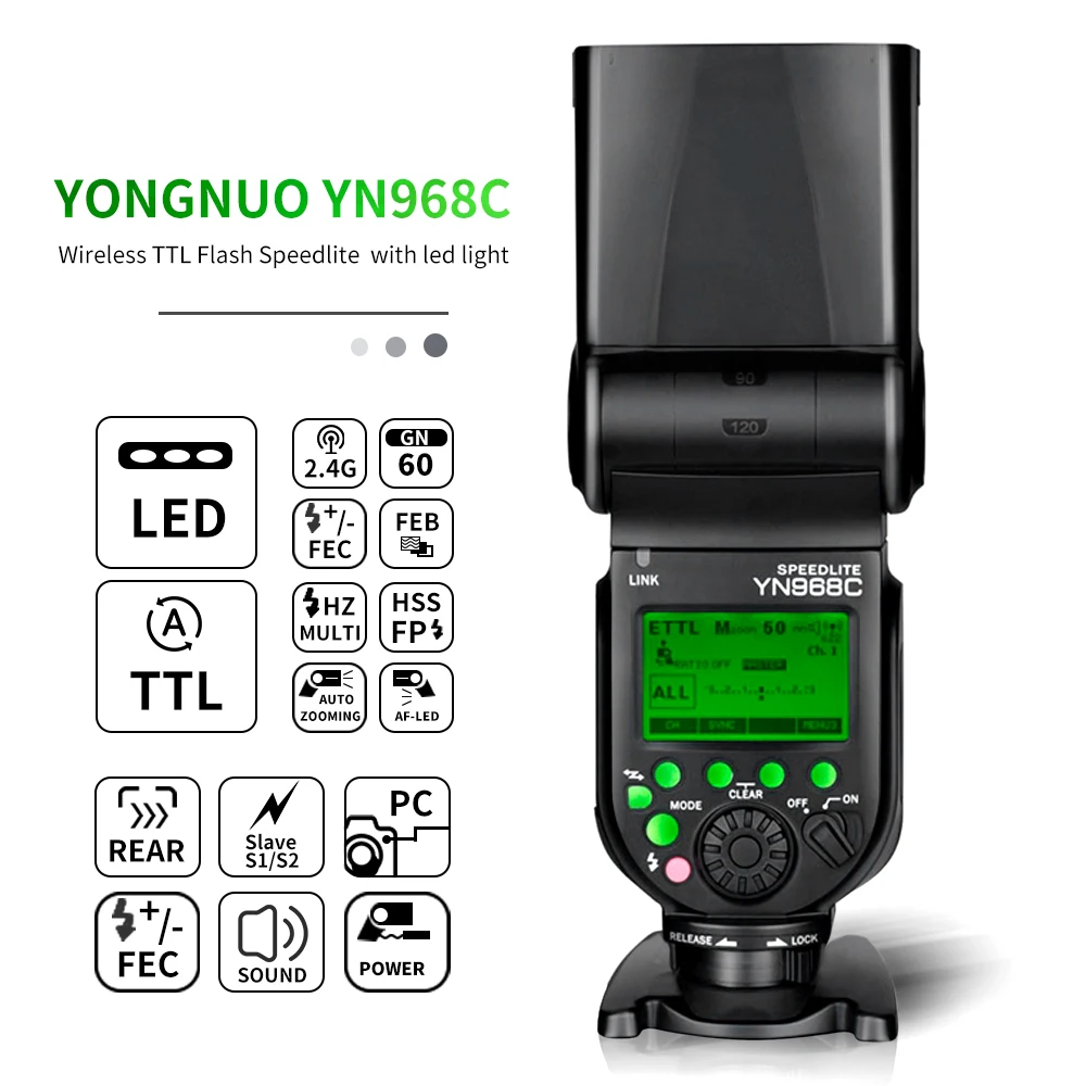 Вспышка YONGNUO YN968N/C для Canon Nikon DSLR совместима с YN622N/C YN560 беспроводная TTL HSS Speedlite